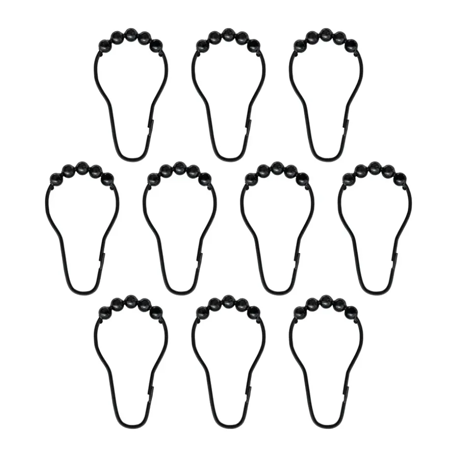 10 Ganchos Aqua para cortina de ducha, Negro