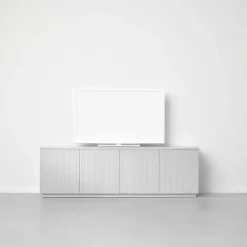 Aparador Beam, Gris claro, base de roble aceitado blanco