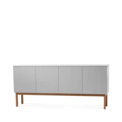 Aparador Beam, Gris claro, base de roble aceitado