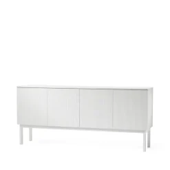 Aparador Beam, Lacado blanco, base blanca, panel superior en mármol carrara