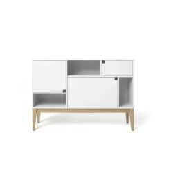 Aparador Citti 6x3, White, base de roble lacado mate