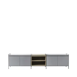 Aparador Molto bajo, Gris/roble, 3 secciones