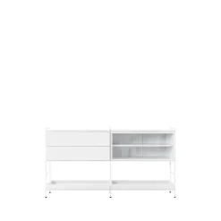 Aparador Molto Medium, Blanco, 2 secciones con vitrina