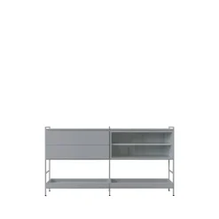 Aparador Molto Medium, Gris, 2 secciones con vitrina