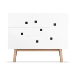 Aparador Peep C1, Blanco, retro, base de roble