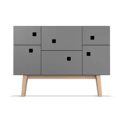 Aparador Peep C2, Slate grey, retro, patas de roble