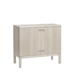 Aparador Prio bajo, Abedul aceitado blanco, puerta de madera