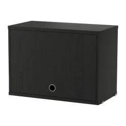 Armario con puerta abatible String, Fresno teñido de negro, 58x30 cm