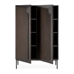 Armario Stairs , Roble lacado en marrón - 2 puertas, 100x150 cm