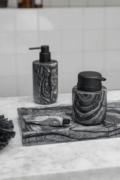 Bandeja decorativa Marble 16x31 cm, Negro-gris