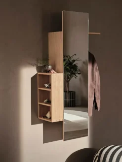 Bon hallway cabinet perchero con espejo, Oiled Oak