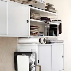 Cabinet con puertas correderas String, Blanco, 78x30 cm