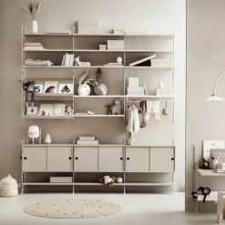 Cabinet con puertas correderas String, Beige, 78x30 cm