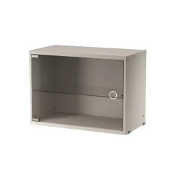 Cabinet vitrina con puertas correderas de cristal String, Beige, 58x30 cm
