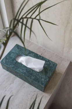 Caja de pañuelos Marble 14x25,5 cm, Dark forest
