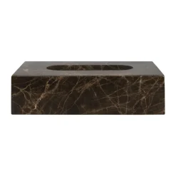 Caja de pañuelos Marble 14x25,5 cm, Marrón