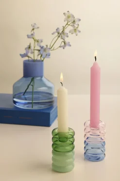 Candelabro Hoop Ø3,5x9 cm, Pink-blue