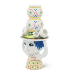 Candelabro Lady with hat H16 cm, Rosa