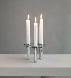 Candelabro Lind Curve combinable cromo, Triple