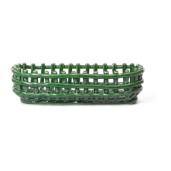 Cesta ovalada Ceramic trenzada 15x30 cm, Emerald Green