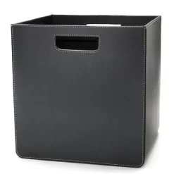 Cesto de almacenaje Ørskov, negro con puntadas blancas