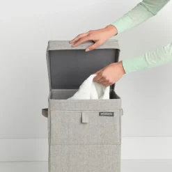 Cesto ropa sucia apilable Brabantia 35L, gris claro