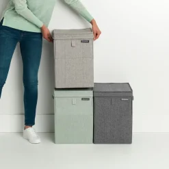 Cesto ropa sucia apilable Brabantia 35L, gris claro