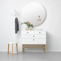 Cómoda Keep, Blanco, base de roble aceitado blanco