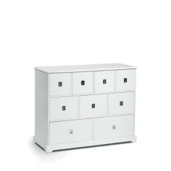 Cómoda Smögen, Blanco, 9 cajones, cromo