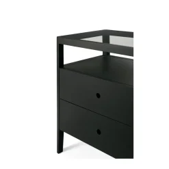 Cómoda Spindle, Roble lacado en negro, 4 cajones