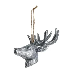 Colgante decorativo Serafina ciervo 12,5 cm, Plateado antiguo