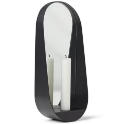 Espejo / Candelabro ovalado Glim 12x28 cm, negro