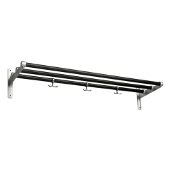 Estante perchero o zapatero Nostalgi , roble teñido de negro-aluminio