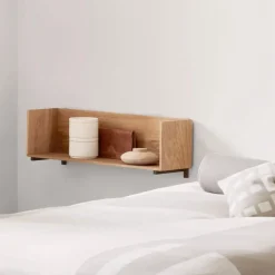 Estantería de pared Stack, Oak, soportes en nogal aceitado oscuro