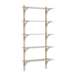 Estantería Levi de 5 baldas, Roble pigmentado en blanco-aluminio, 90 cm
