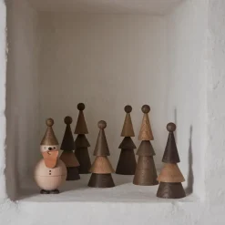 Figura de madera Santa Claus, haya-roble-cuero