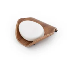 Jabonera Leaf™ con drenaje 11,5 × 11,5 cm, Nogal
