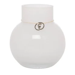 Jarrón de vidrio redondo Ernst blanco, H10 cm Ø9 cm