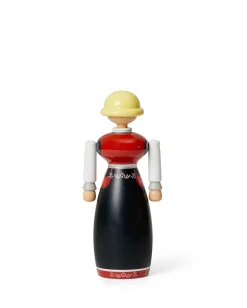 Kay Bojesen mujer en traje folclórico noruego, negro-rojo-blanco