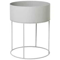 Macetero Plant Box Ferm Living redondo, gris claro