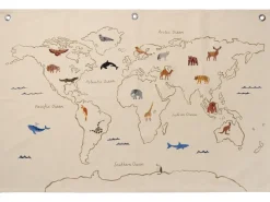 Mapa de tela The world, Offwhite