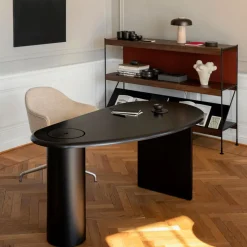 Módulo de estantería Zet, Oak dark stained, 1x2, black steel base