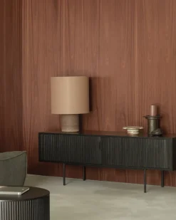 Mueble para TV Roller Max, Lackad teak-negro-2 puertas