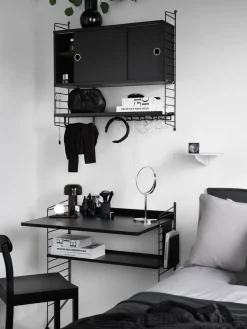 Panel de pared String, Negro, 75x20 cm, paquete de 2