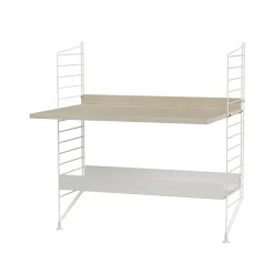 Panel de suelo String, Blanco, 85x30 cm, paquete de 2