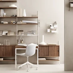 Panel de suelo String, Blanco, 200x30 cm, paquete de 1