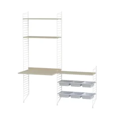 Panel de suelo String, Blanco, 200x30 cm, paquete de 2