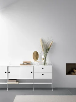 Panel de suelo String, Blanco, 85x30 cm, paquete de 2
