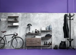 Panel de suelo String, Negro, 115x30 cm, paquete de 1