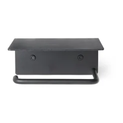 Portarrollos para papel higiénico Dora con estante, Black
